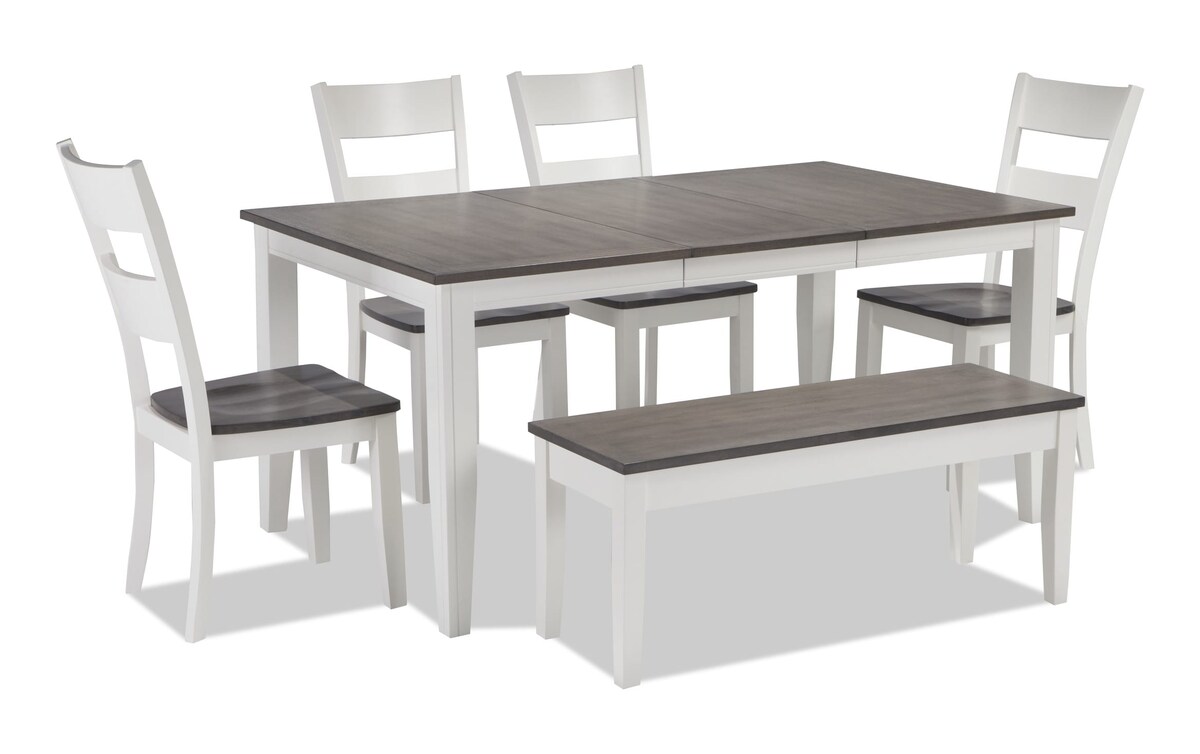Blake Gray & White 6 Piece Dining Set with Storage Bench white_finish