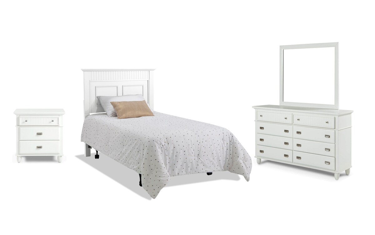 Spencer 4 Piece Twin White Bedroom Set with Headboard Bob