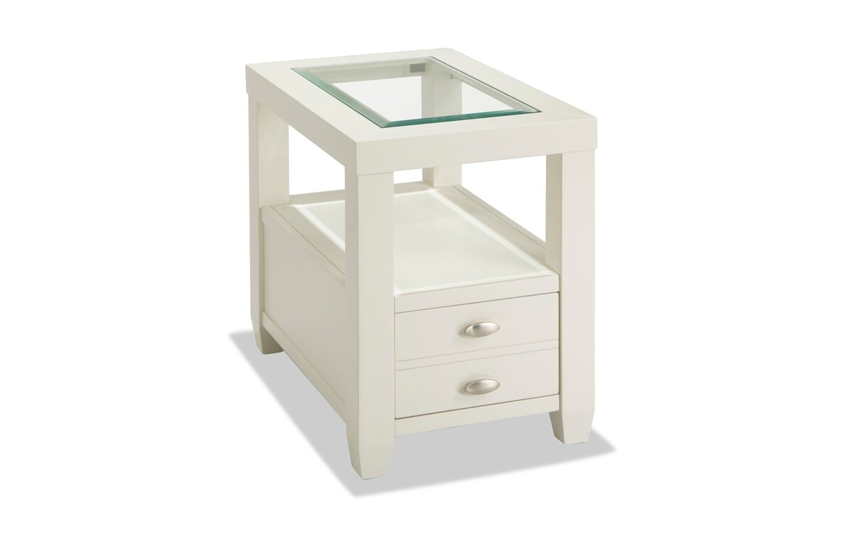 Prestige White Chairside Table with Power white_finish Bob's