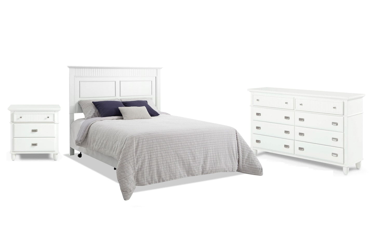 Spencer 3 Piece King White Bedroom Set with Headboard
