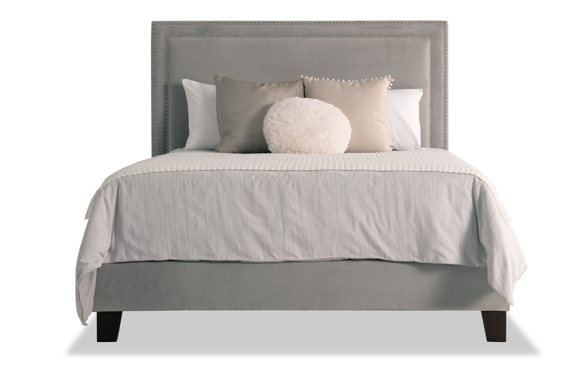 Tremont King Gray Upholstered Bed Bob's Discount Furniture & Mattress