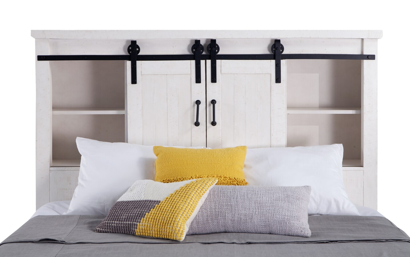 Montana Queen White Bookcase Storage Bed
