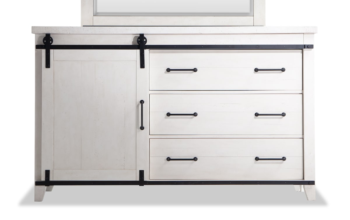 Montana 5 Piece Queen White Bookcase Storage Bedroom Set with Chest