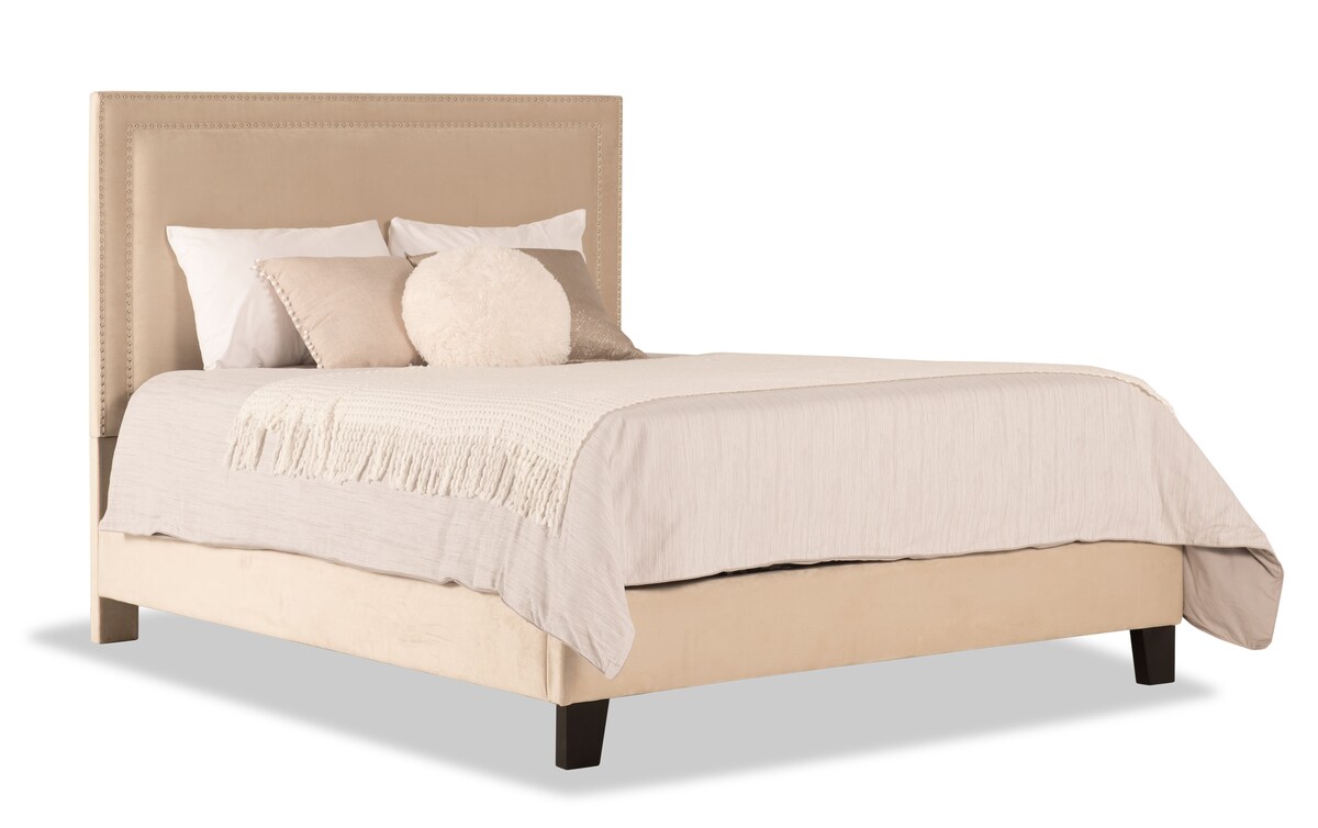 Tremont 4 Piece Full Beige Upholstered Bedroom Set full