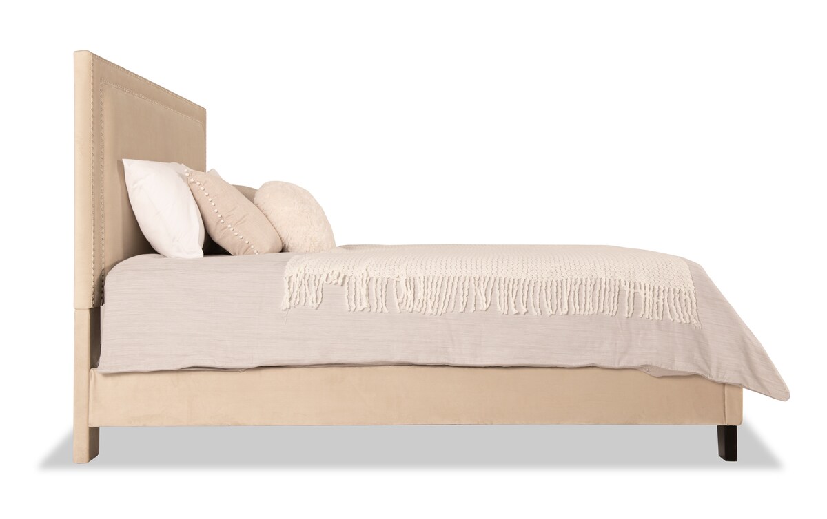 Tremont 4 Piece Full Beige Upholstered Bedroom Set full