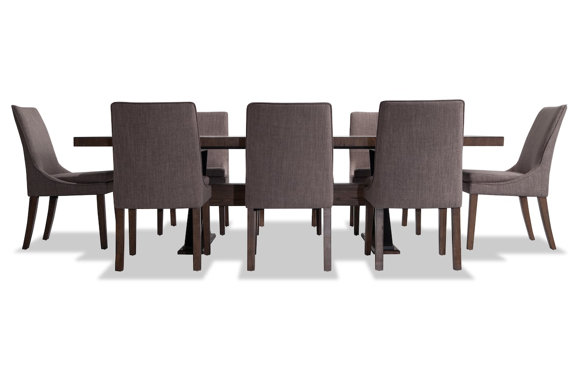 Lennox 9 Piece Dining Set with Upholstered Chairs Bob's Discount Furniture & Mattress Store