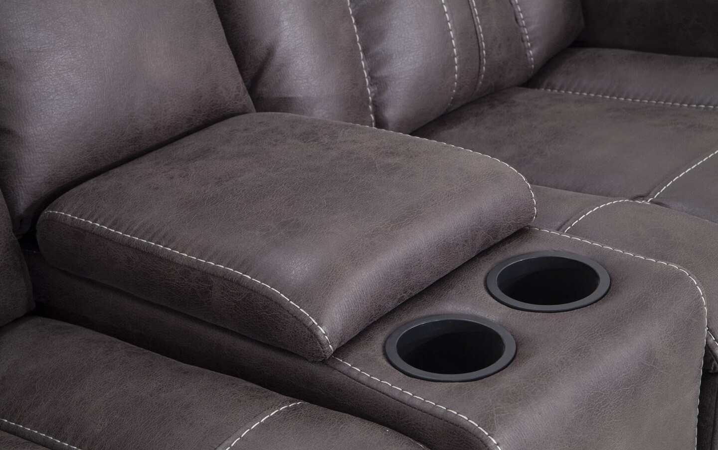 Viking Gray 74 Manual Gliding Console Loveseat Bob s Discount Furniture Mattress Store