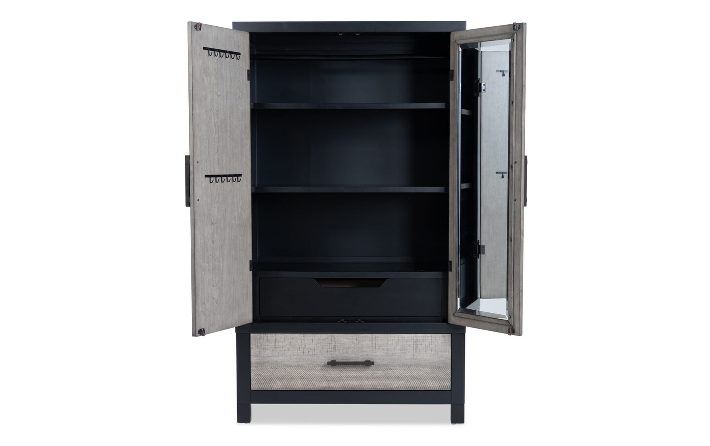 Fusion Black Gray 2 Drawer Armoire