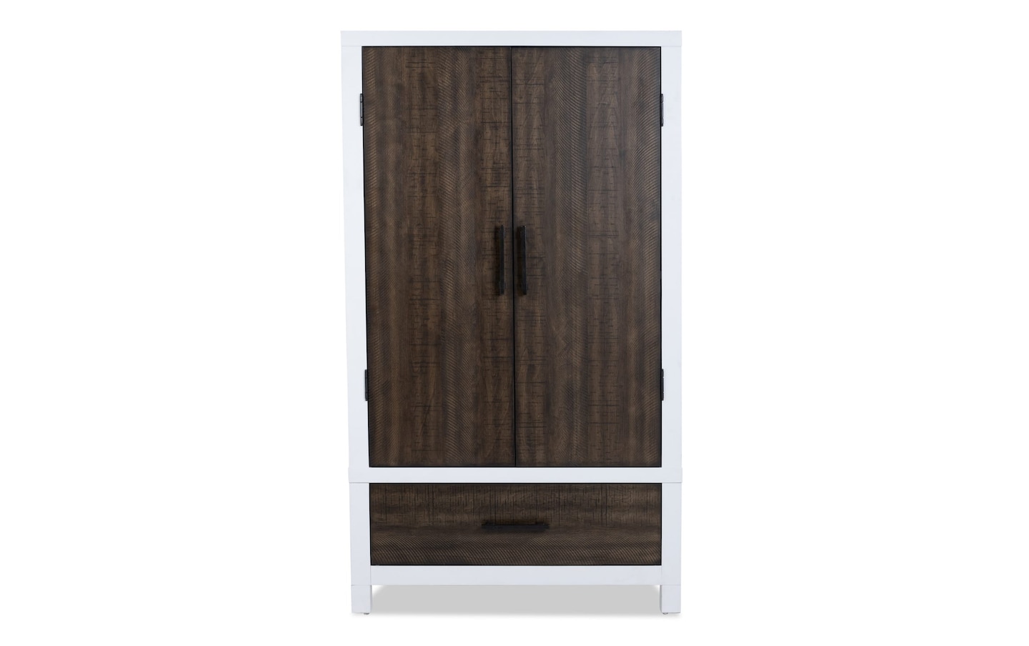 Fusion White Brown 2 Drawer Armoire
