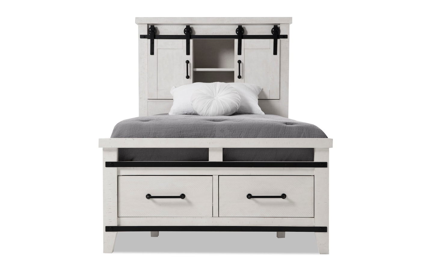 Montana queen white bookcase deals storage bed