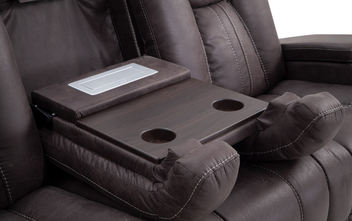 Viking Manual Reclining Sofa & Gliding Console Loveseat graphite_color