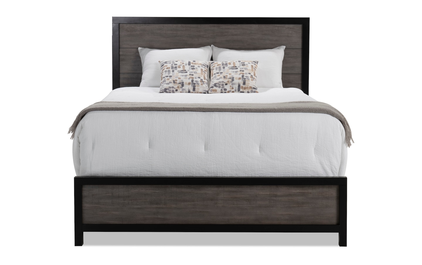 Fusion Queen Black & Gray Panel Bed | Bob's Discount Furniture ...