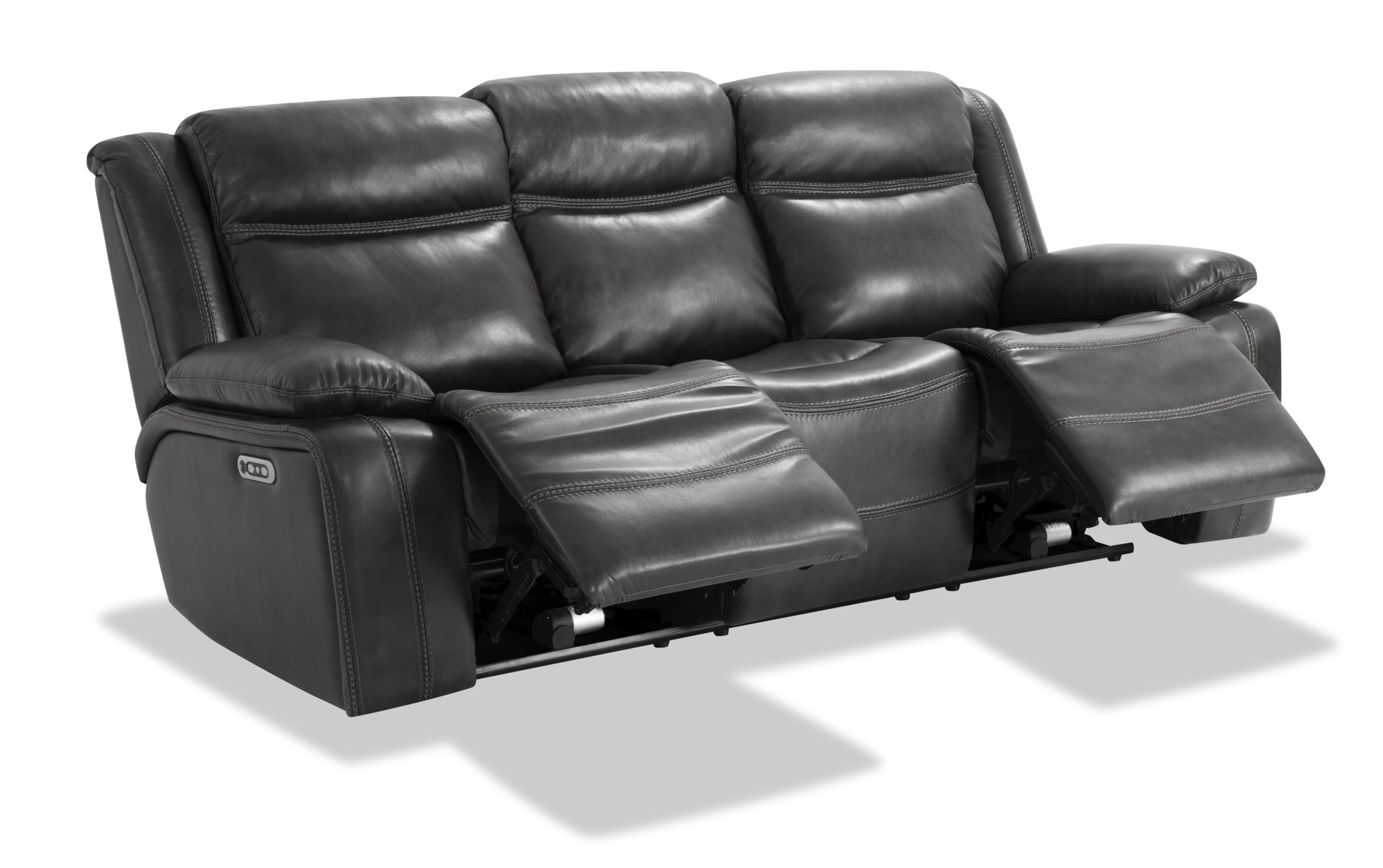 Trailblazer Gray Leather Power Reclining Sofa gray_color