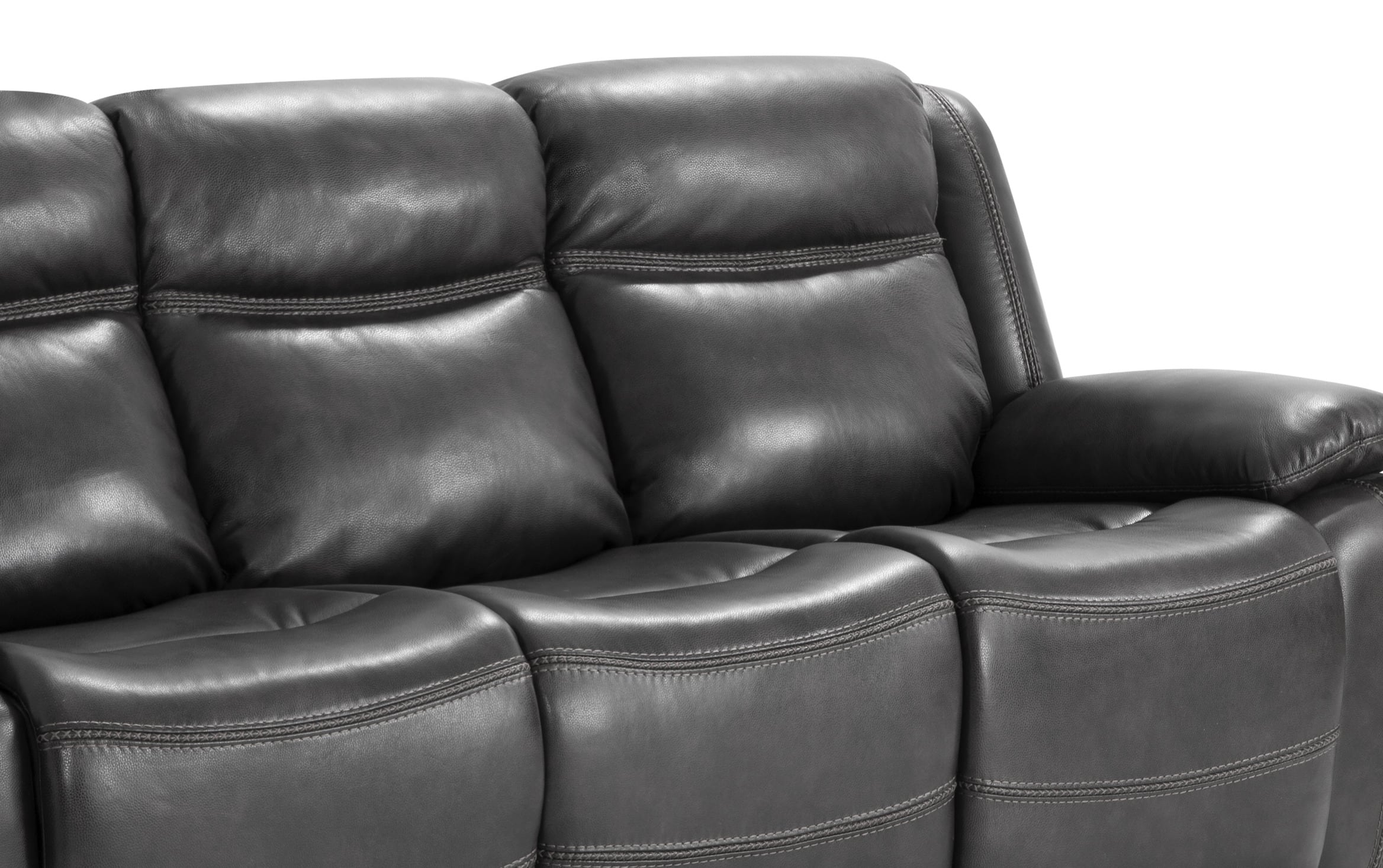 Trailblazer Gray Leather Power Reclining Sofa gray_color