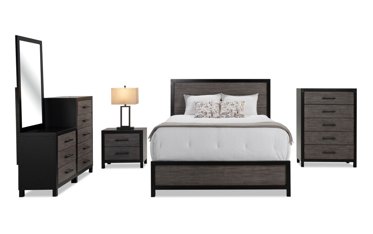 Fusion Black & Gray Queen Bedroom Set queen Bob's Discount Furniture & Mattress Stores