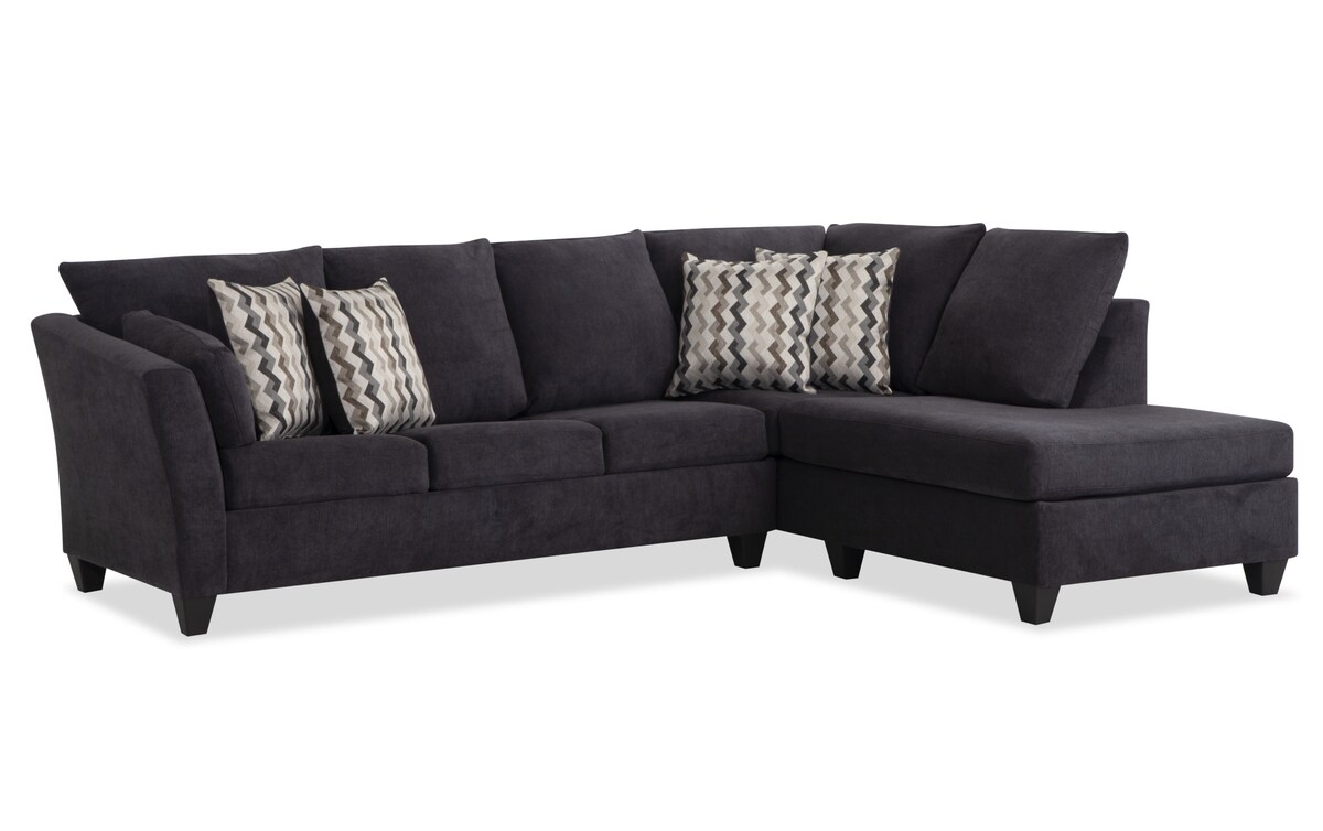 Virgo Charcoal 2 Piece Right Arm Facing Sectional charcoal_color Bob's Discount Furniture