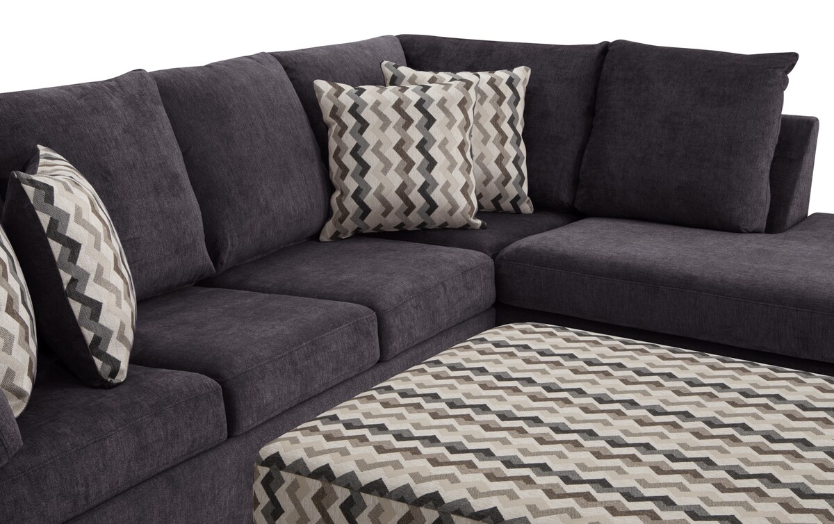 Virgo Charcoal 2 Piece Right Arm Facing Sectional with Ottoman