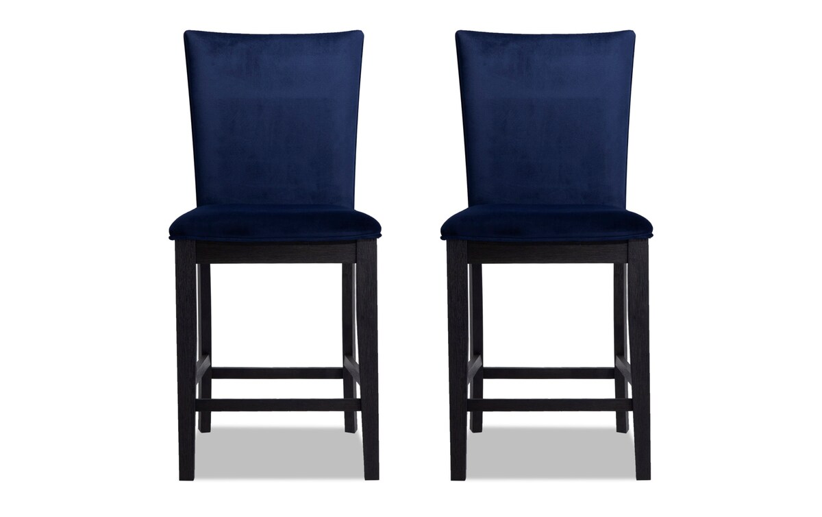 Cosmopolitan Navy Solid Back Counter Height Stool (Set of 2) Bob's