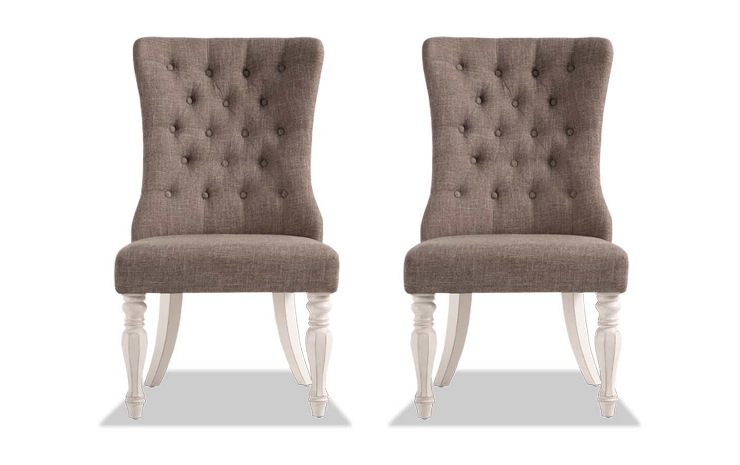 Scarlett Beige White Solid Back Upholstgered Dining Chair Set of 2