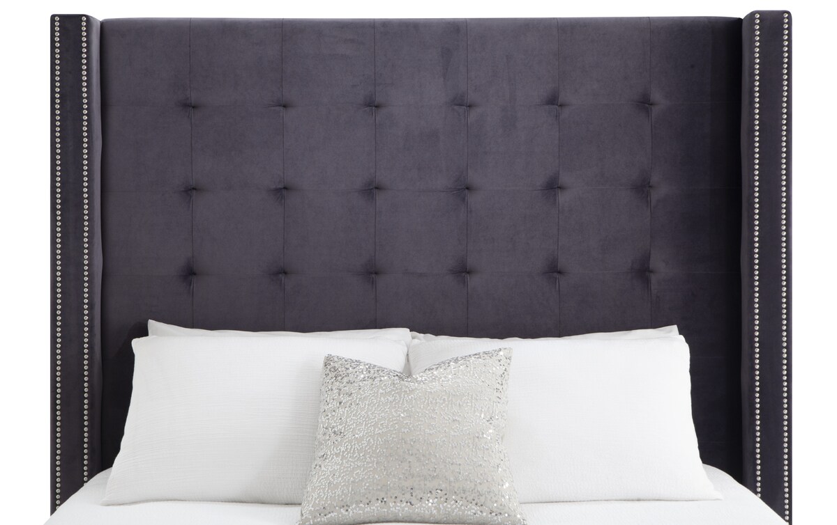 Preston Queen Gray Upholstered Bed gray_color Bob's Discount