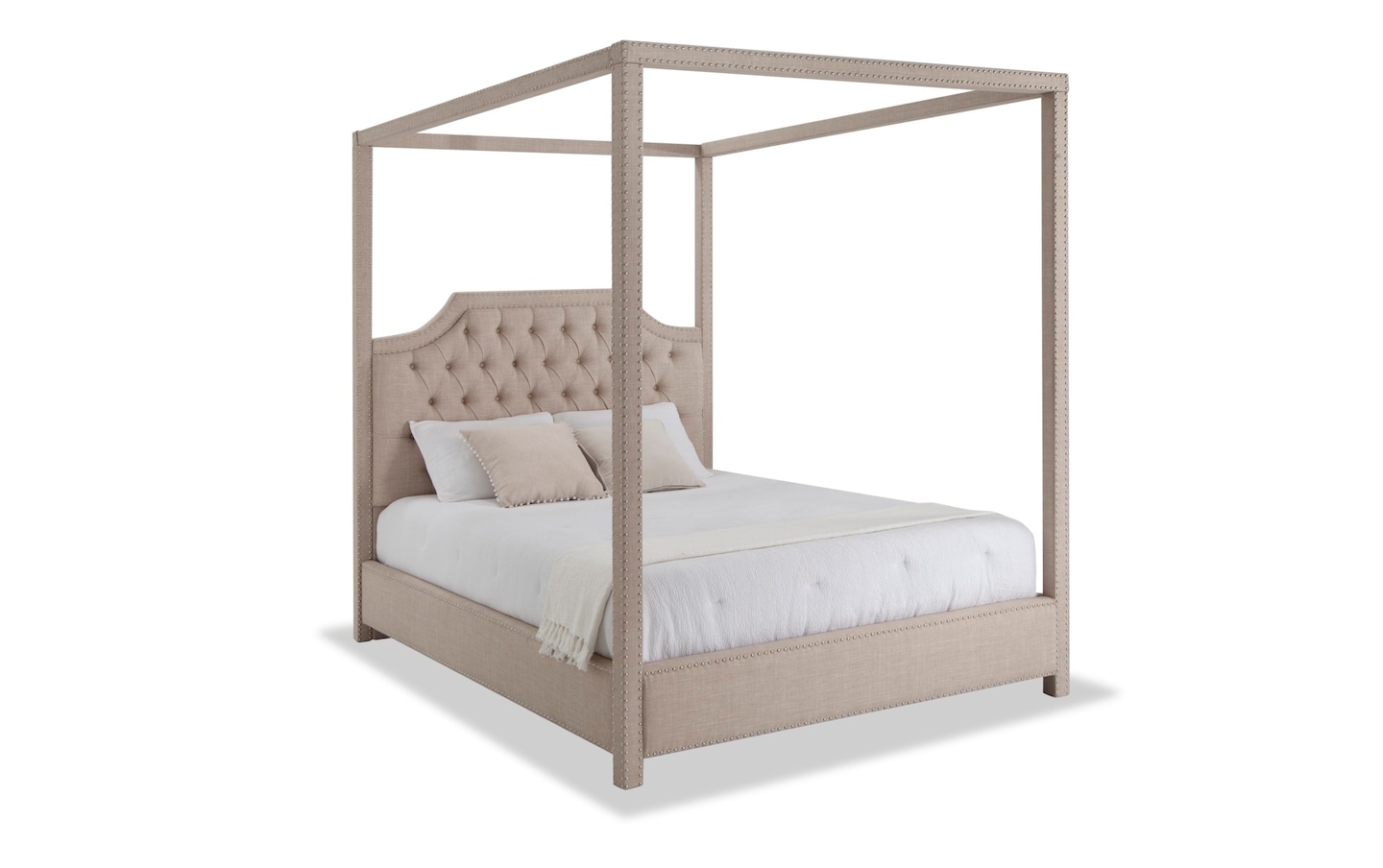 Sutton Queen Beige Canopy Bed | beige_color