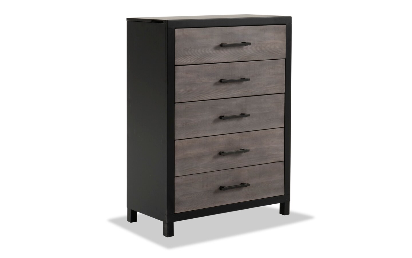 Fusion 5 Piece Full Black & Gray Bookcase Storage Bedroom Set with ...