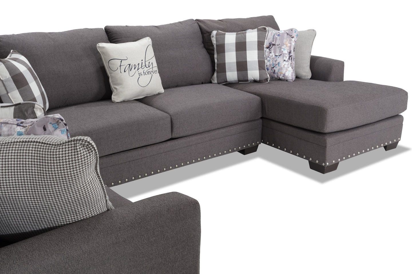 Cottage Chic Gray 150 4 Piece Right Arm Facing Chaise Sectional Bob s Discount Furniture Mattress Store