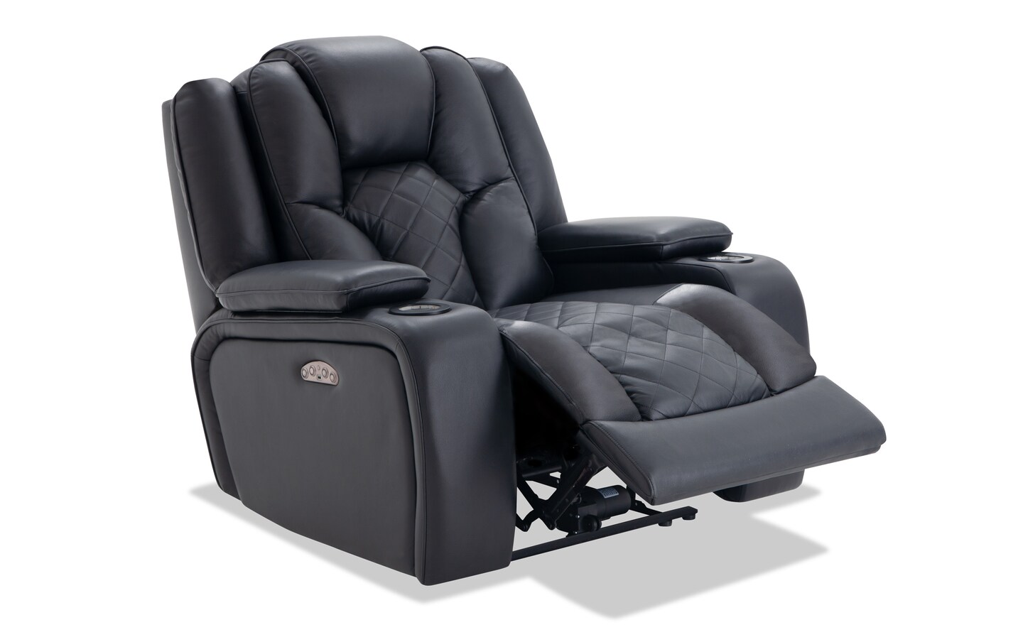 Panther Black Leather Power Recliner | Black_color | Bob's Discount ...