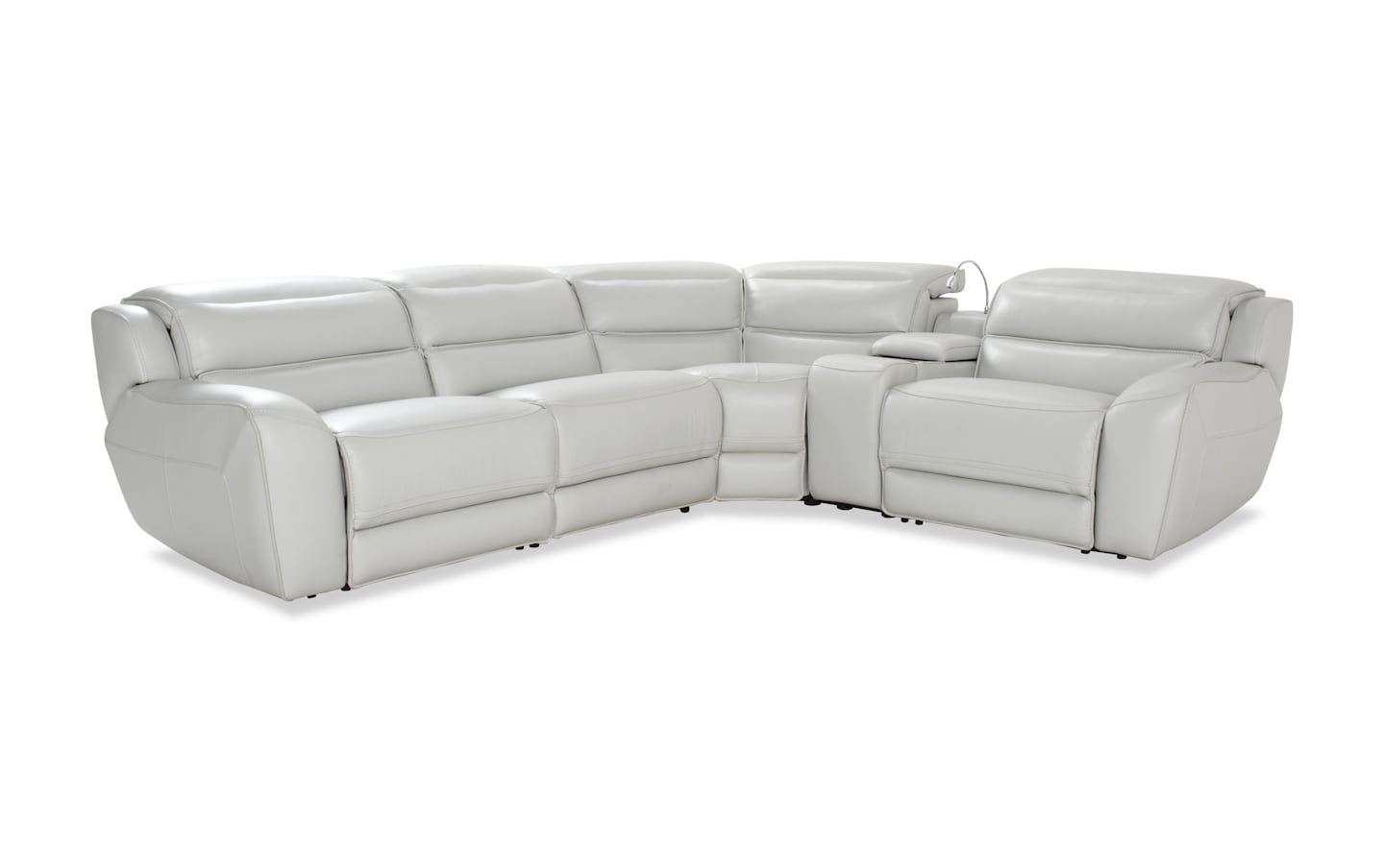 Milan Fog 5 Piece Power Reclining Modular Sectional with Armless Chair ...