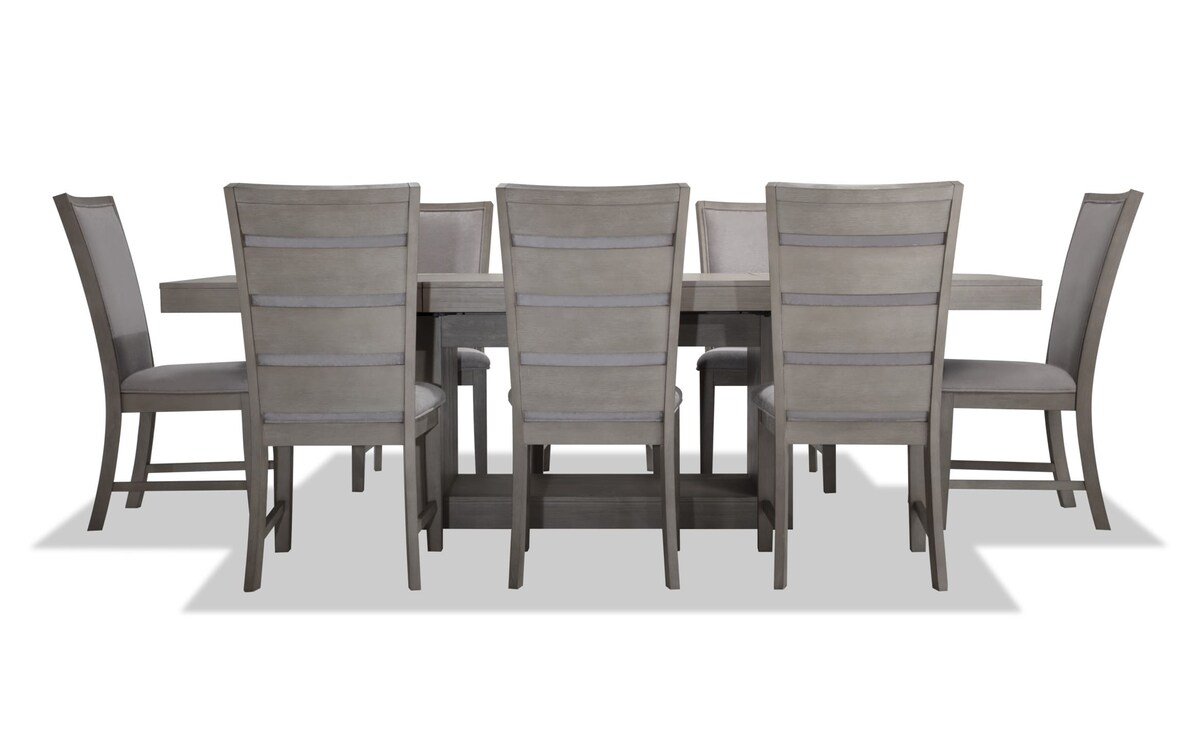 Cosmopolitan 9 Piece Gray Upholstered Extendable Dining Set Bob's