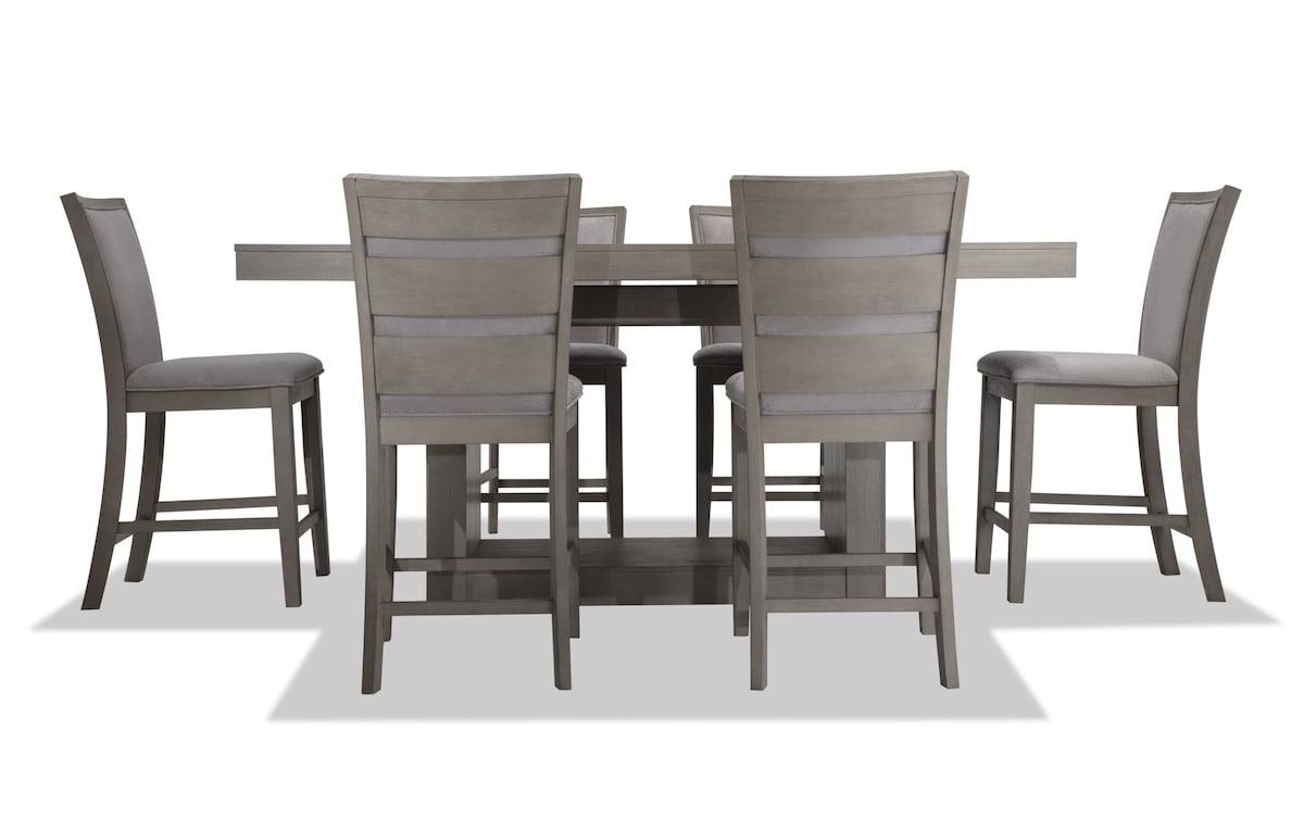 Cosmopolitan 7 Piece Gray Upholstered Counter Height Dining Set Bob's