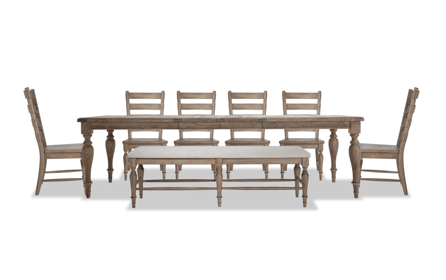 Cottage Chic 8 Piece Dining Set with Bench & Ladder Back Chairs | Bob's ...