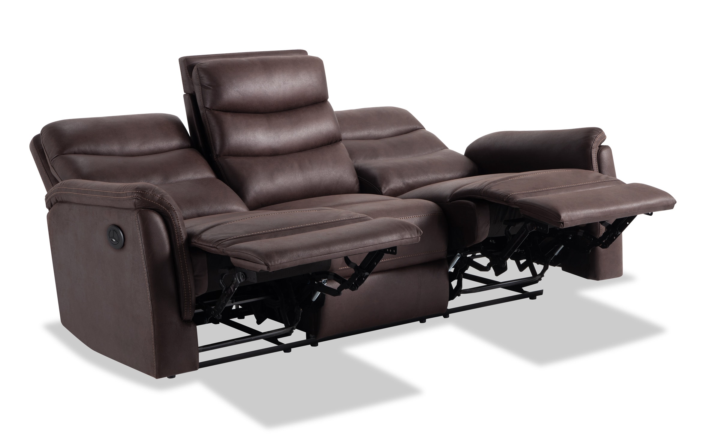 Forte Chocolate Power Reclining Sofa & Power Reclining Gliding Console Loveseat chocolate
