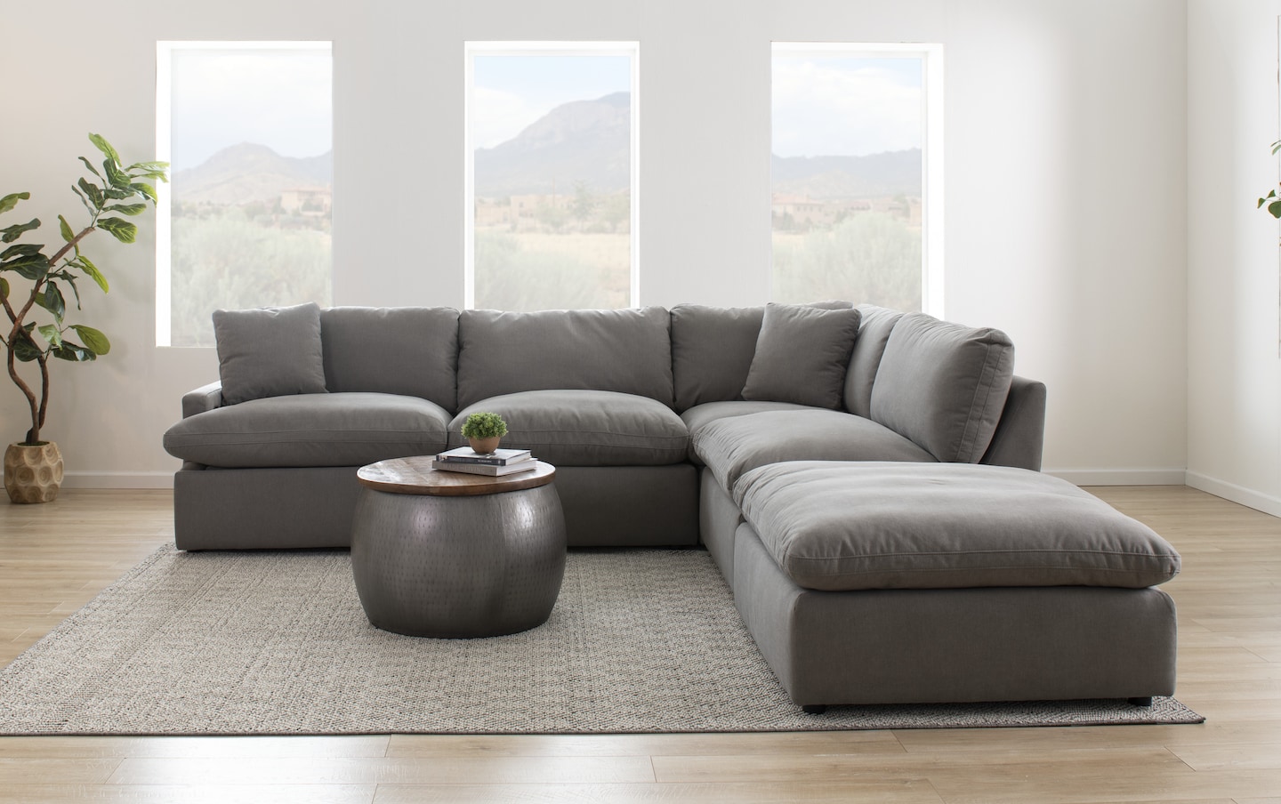 Dream Gray 120 Dual Power Reclining 5 Piece Sectional with USB Port