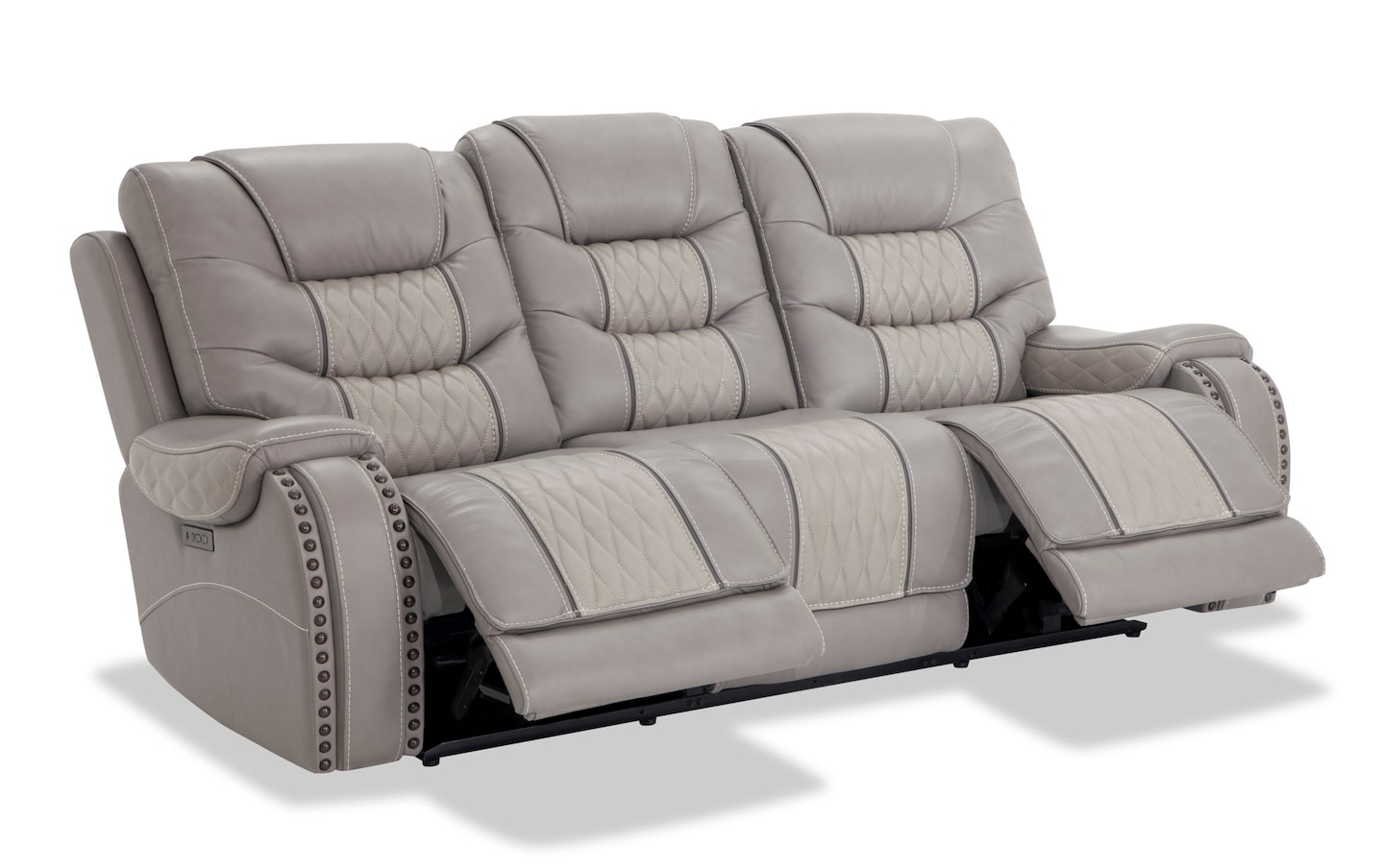 Walker Leather Gray Power Reclining Sofa & Loveseat | Gray_color | Bob ...