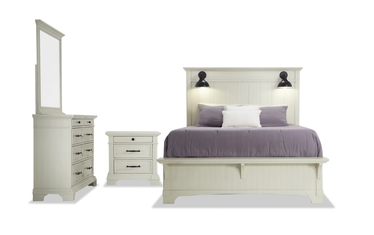Charleston 4 Piece Queen White Bedroom Set Bob's Discount Furniture & Mattress Store