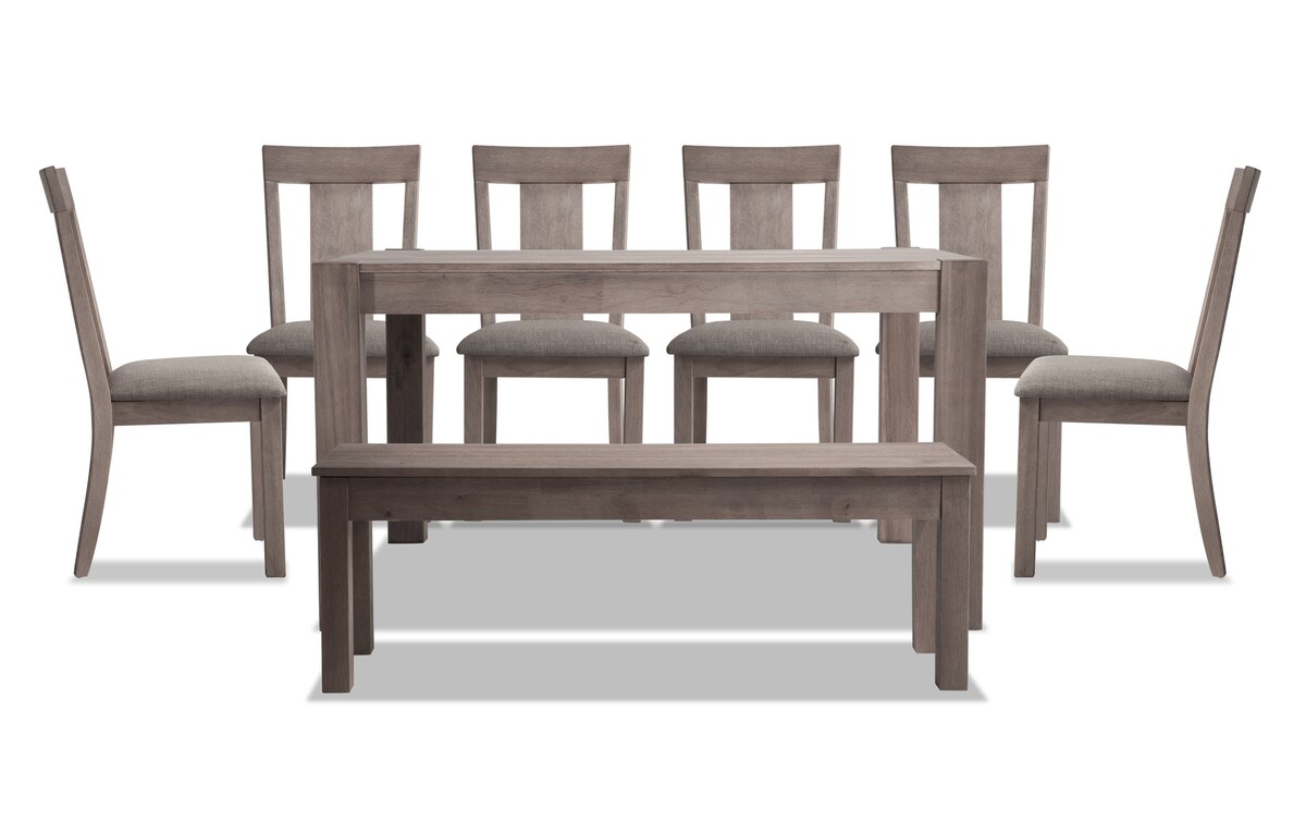 Summit 54'' x 54'' Gray 7 Piece Dining Set and Bench Bob's Discount