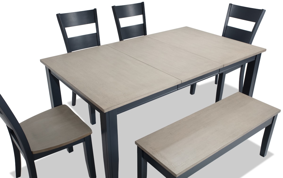 Blake Gray & Graphite 6 Piece Dining Set with Storage Bench gray_and