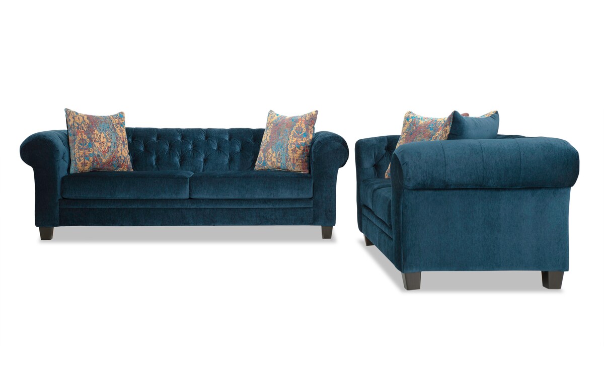 Hollywood Teal Sofa and Loveseat Bob's Discount Furniture & Mattress
