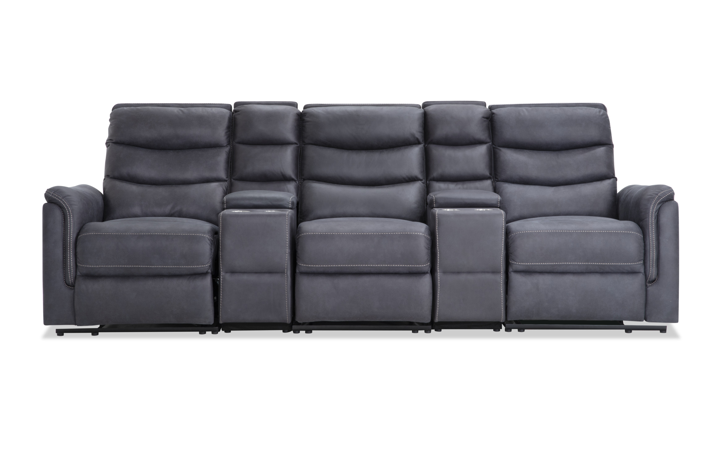 Forte Gray 5 Piece Power Reclining Sectional Bob's Discount Furniture & Mattress Store