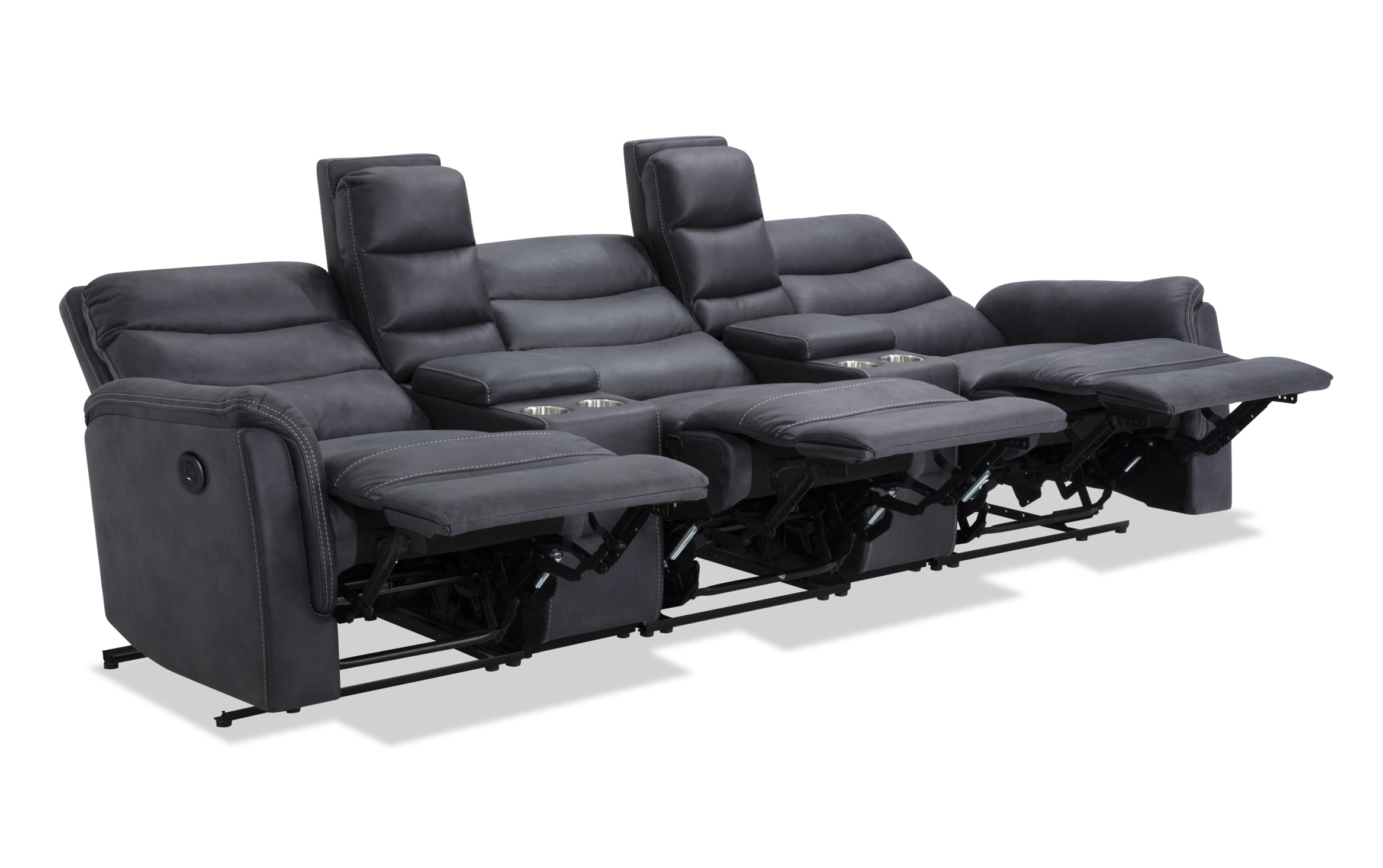 Forte Gray 5 Piece Power Reclining Sectional graphite_color Bob's Discount Furniture