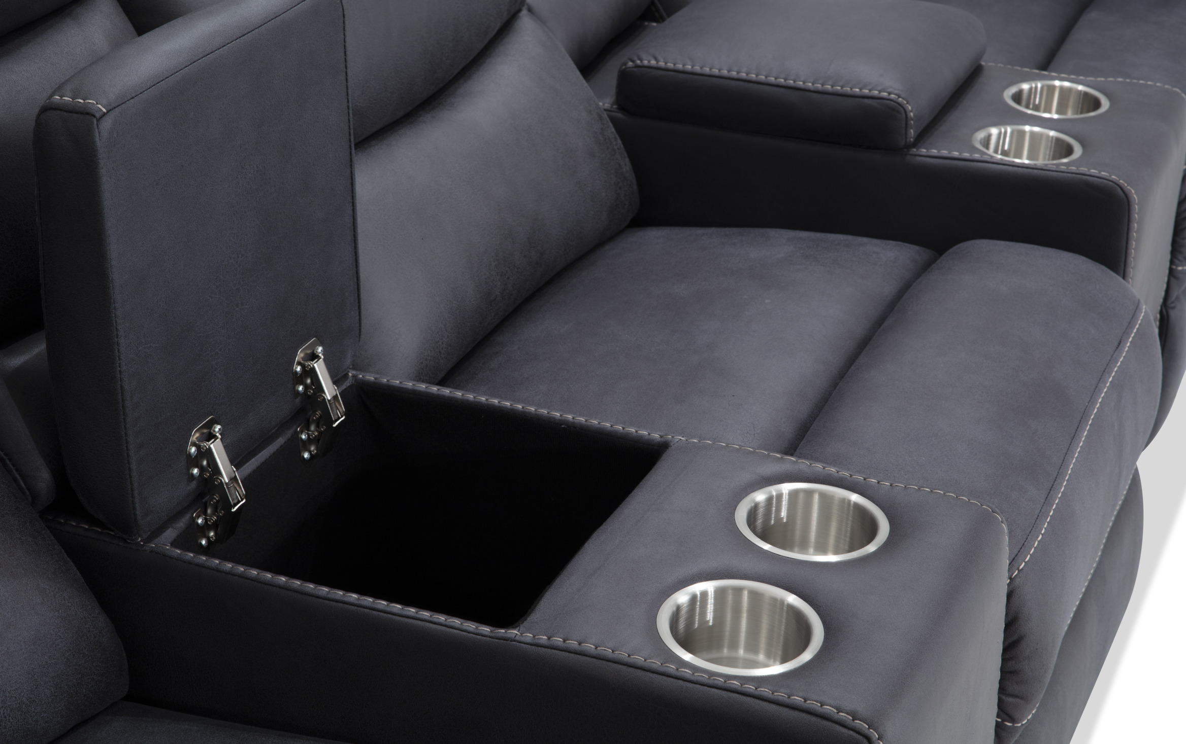 Forte Gray 5 Piece Power Reclining Sectional graphite_color Bob's Discount Furniture