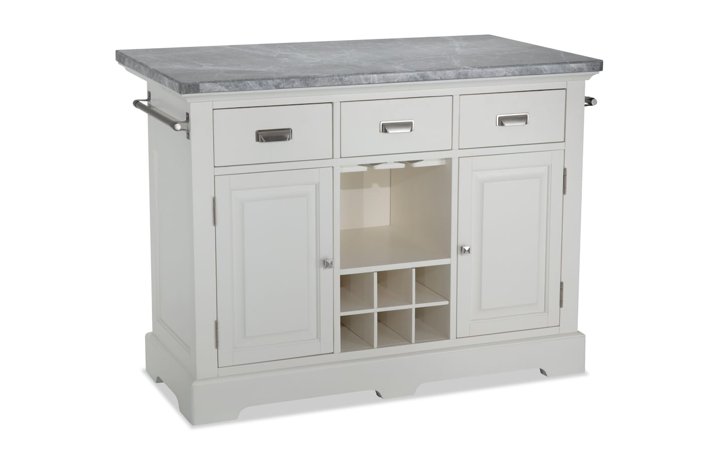 Sofia White Marble 3 Drawer Kitchen Island Bob's Discount Furniture