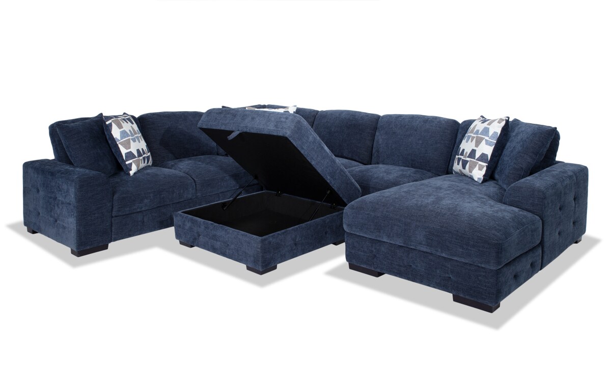 Playground Navy 5 Piece Right Arm Facing Sectional with Pop Up Sleeper
