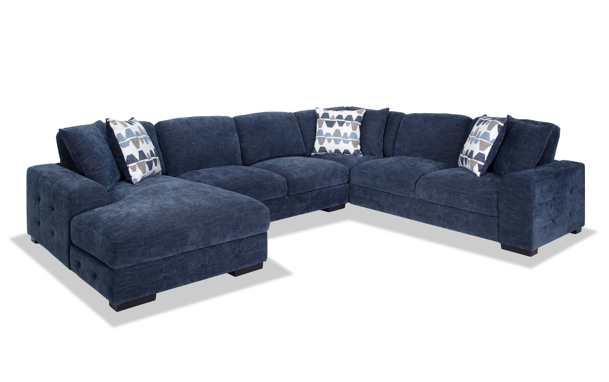 Playground Navy 4 Piece Left Arm Facing Sectional with Pop Up Sleeper