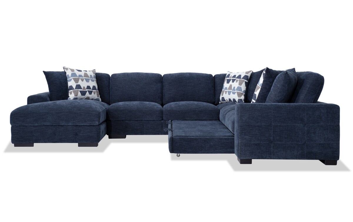 Playground Navy 4 Piece Left Arm Facing Sectional with Pop Up Sleeper
