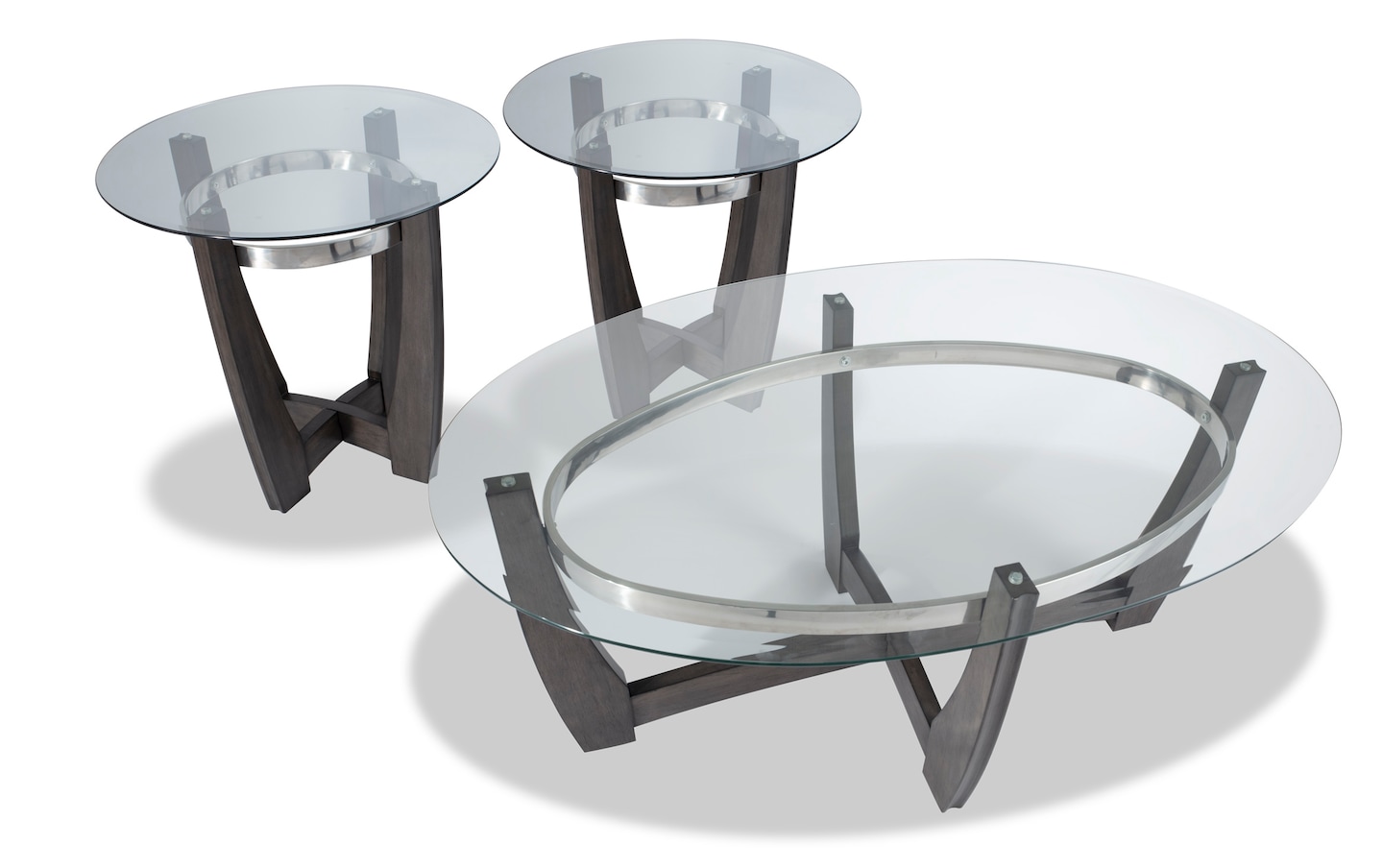 Matinee Gray Oval Coffee 2 End Table Set