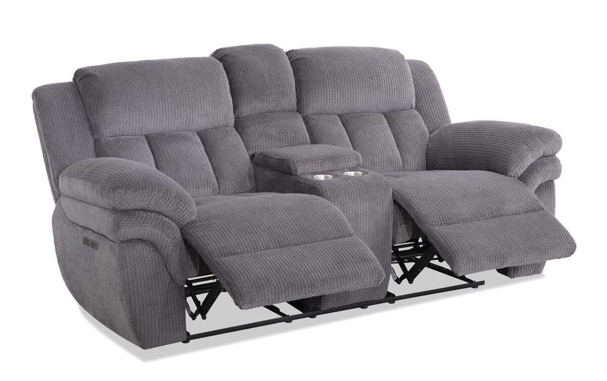 Trevor Gray Power Reclining Console Loveseat gray_color Bob's