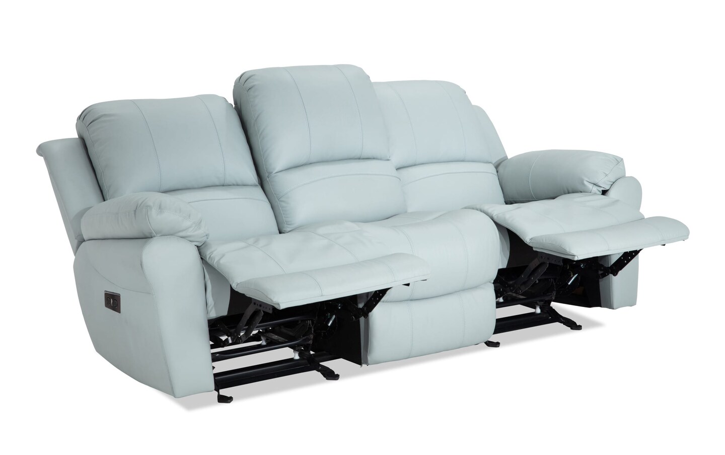 Aqua leather reclining sofa discount