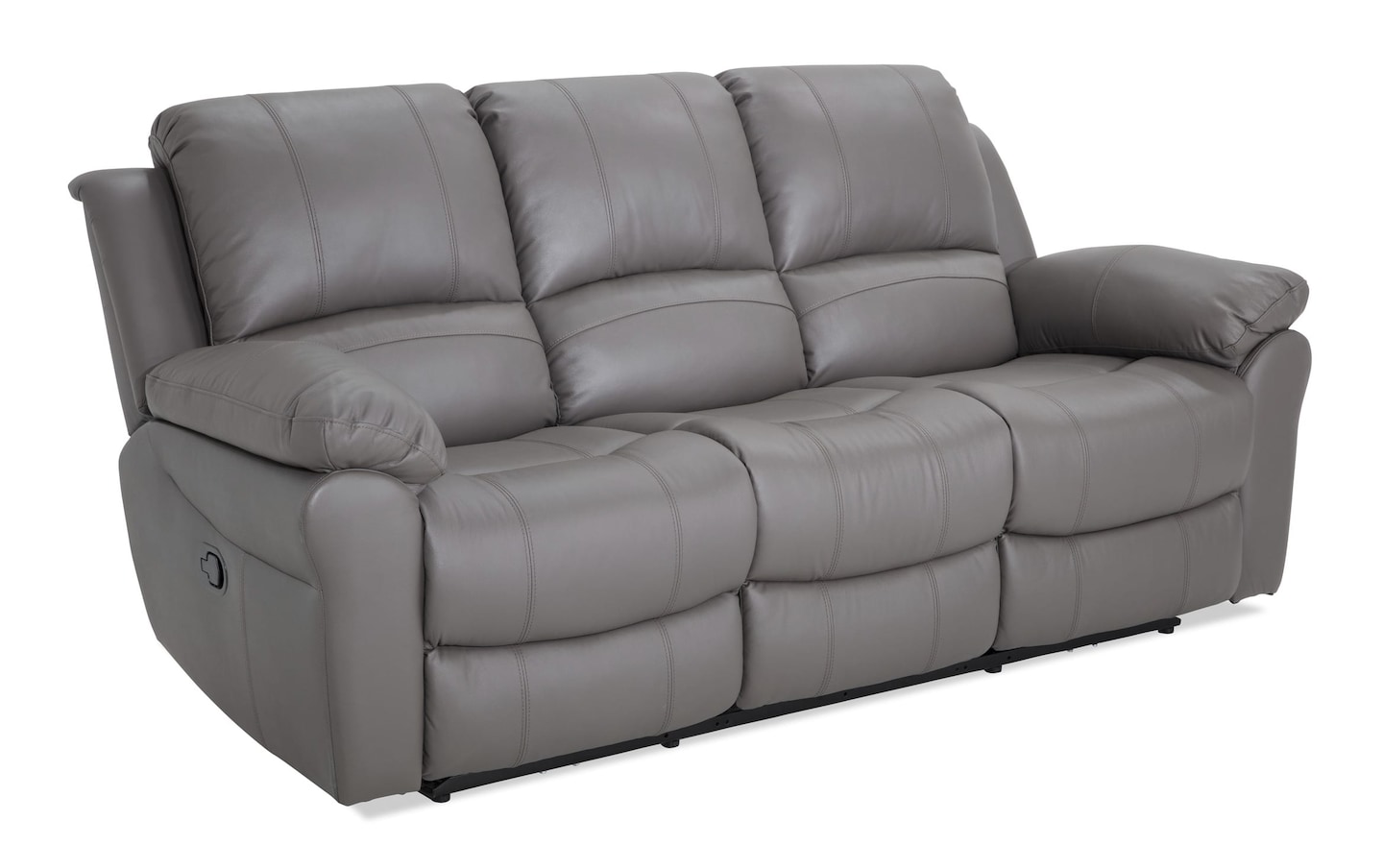 Storm Leather Gray Manual Gliding Sofa and Manual Gliding Recliner ...